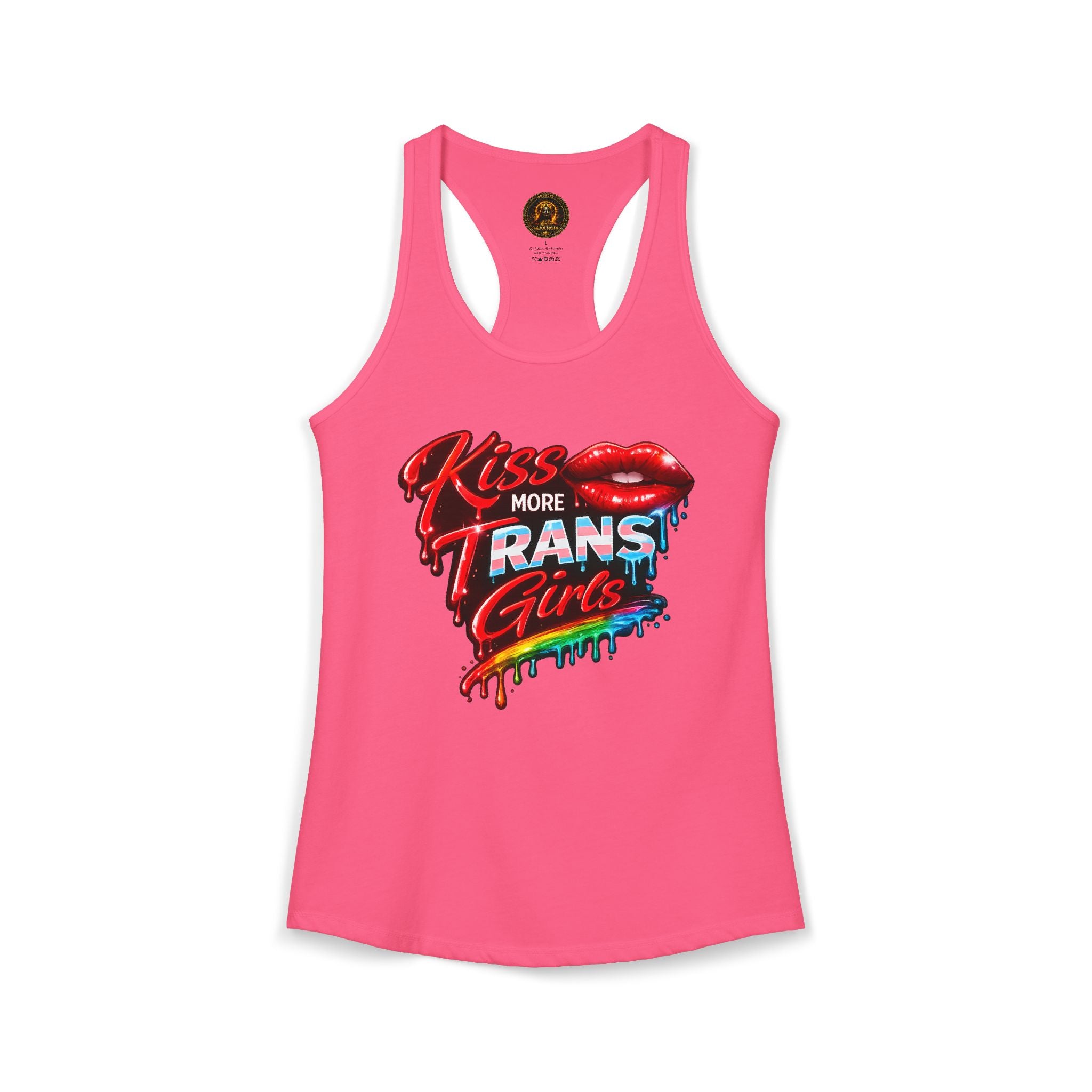 Kiss More Trans Girls Racerback Tank | Hexa Noir Pride '26 Collection