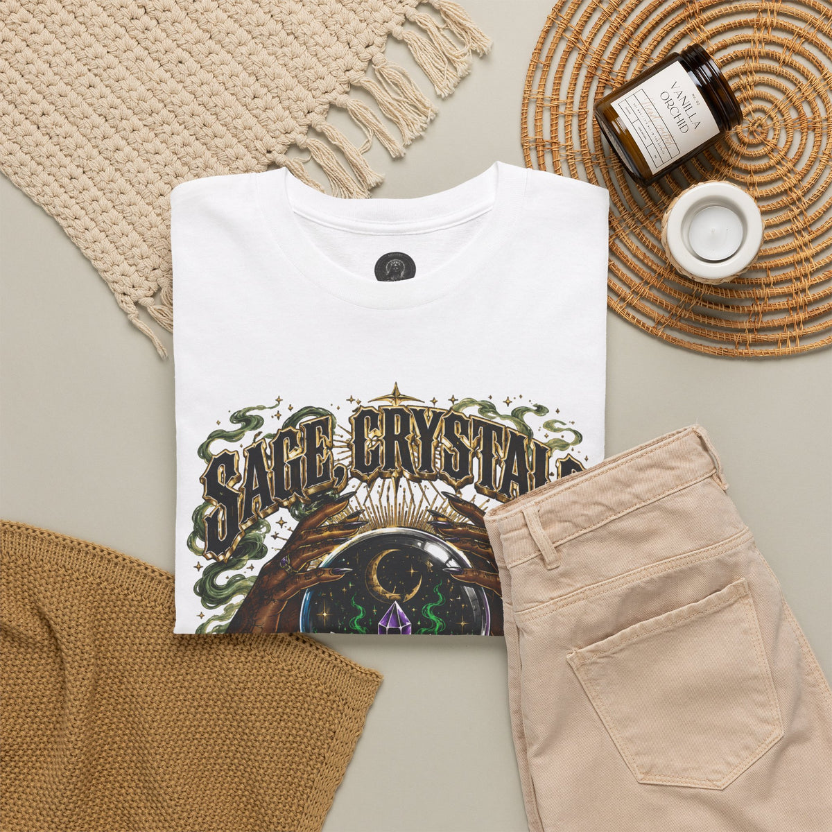 Sage, Crystals, and Trap Music, Casual Wear, Gift for Music Lovers, Spiritual Tee
