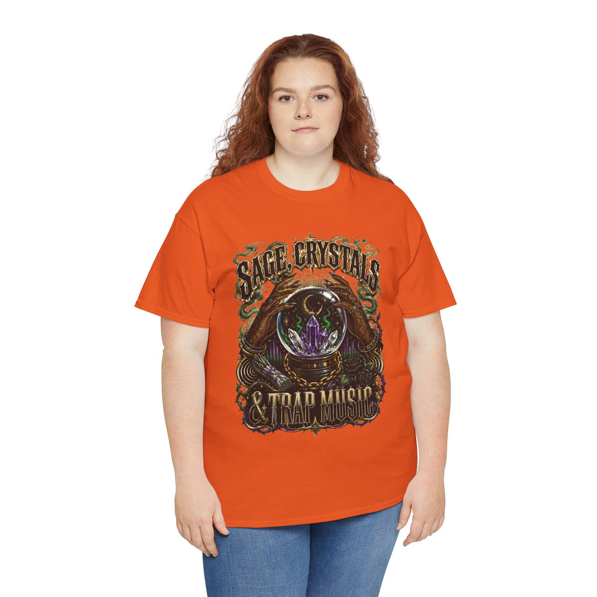 Sage, Crystals, and Trap Music, Casual Wear, Gift for Music Lovers, Spiritual Tee