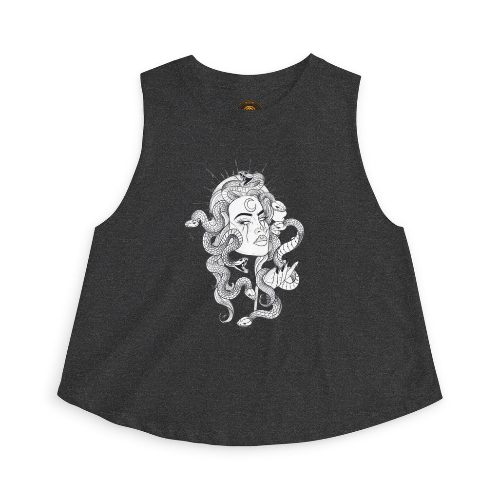 Medusa Illustration Crop Top — Mythical Goddess Graphic Tank