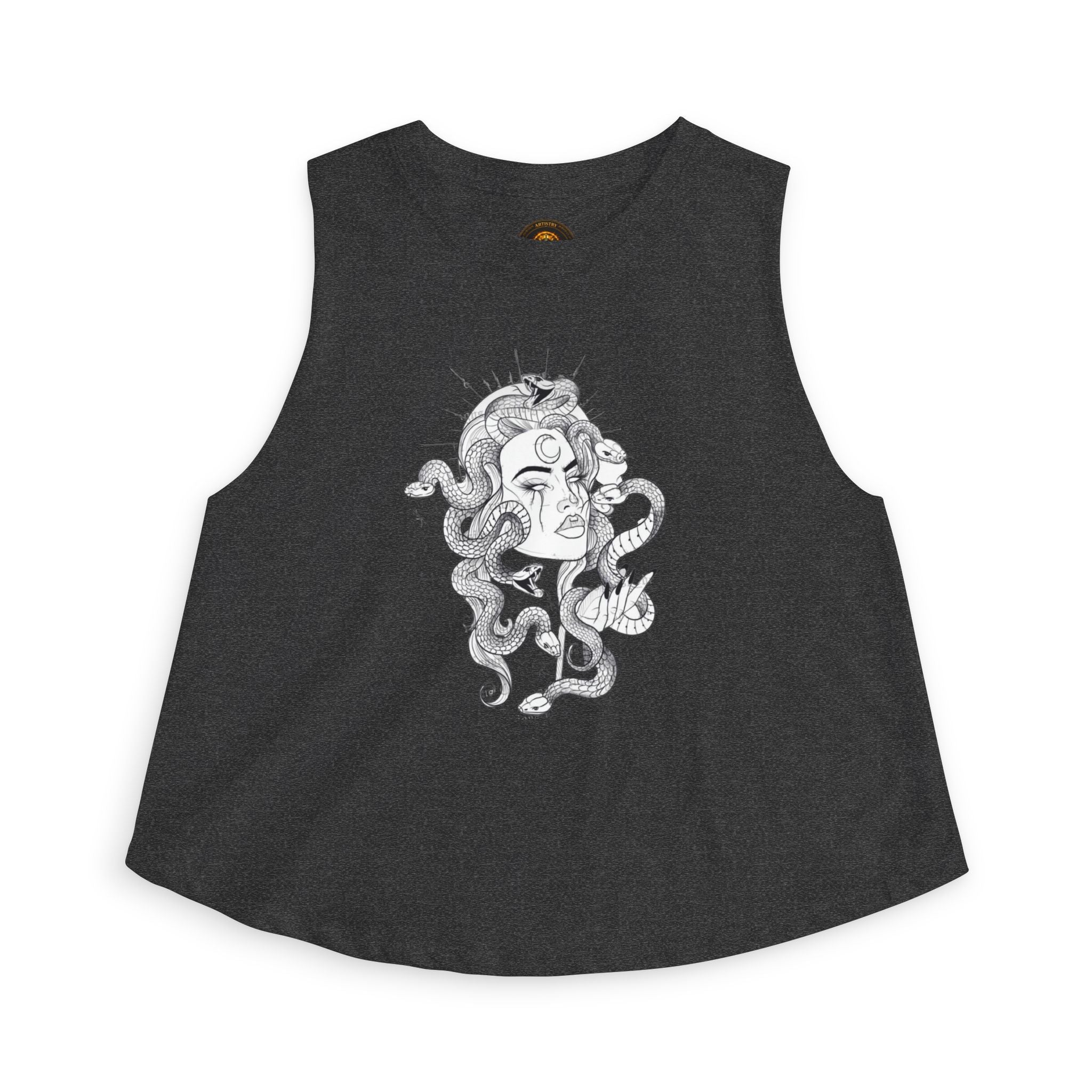 Medusa Illustration Crop Top — Mythical Goddess Graphic Tank