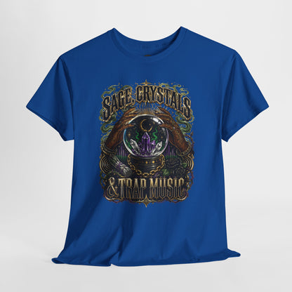 Sage, Crystals, and Trap Music, Casual Wear, Gift for Music Lovers, Spiritual Tee