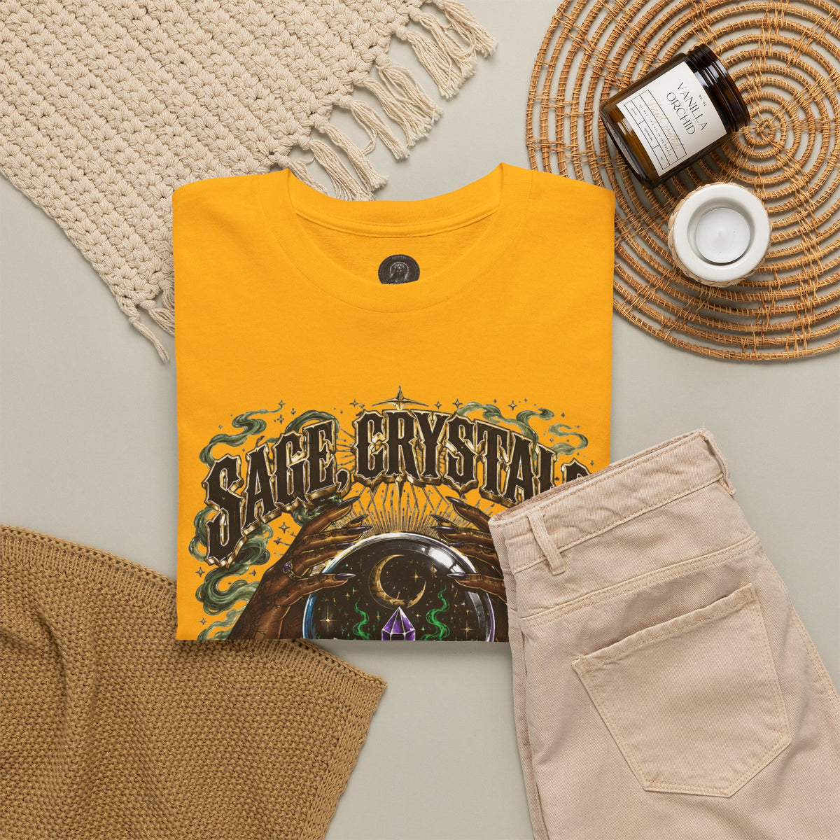 Sage, Crystals, and Trap Music, Casual Wear, Gift for Music Lovers, Spiritual Tee