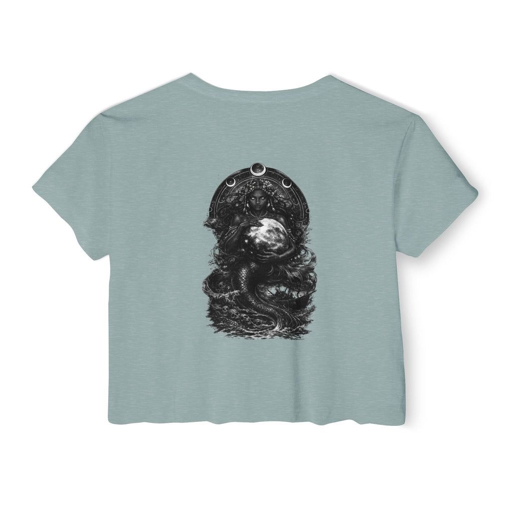 Siren Festival Crop Top — Gothic Mermaid Moon Graphic Tee