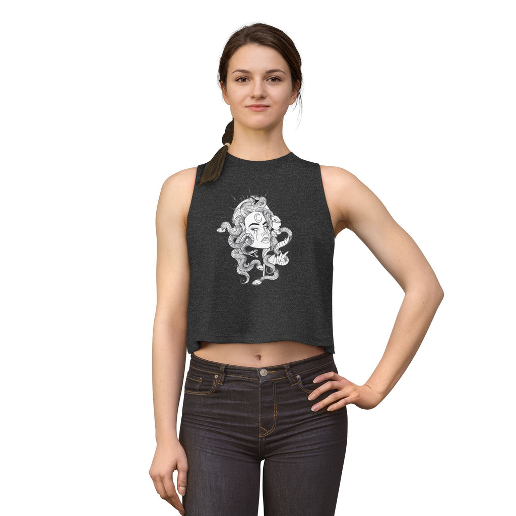 Medusa Illustration Crop Top — Mythical Goddess Graphic Tank