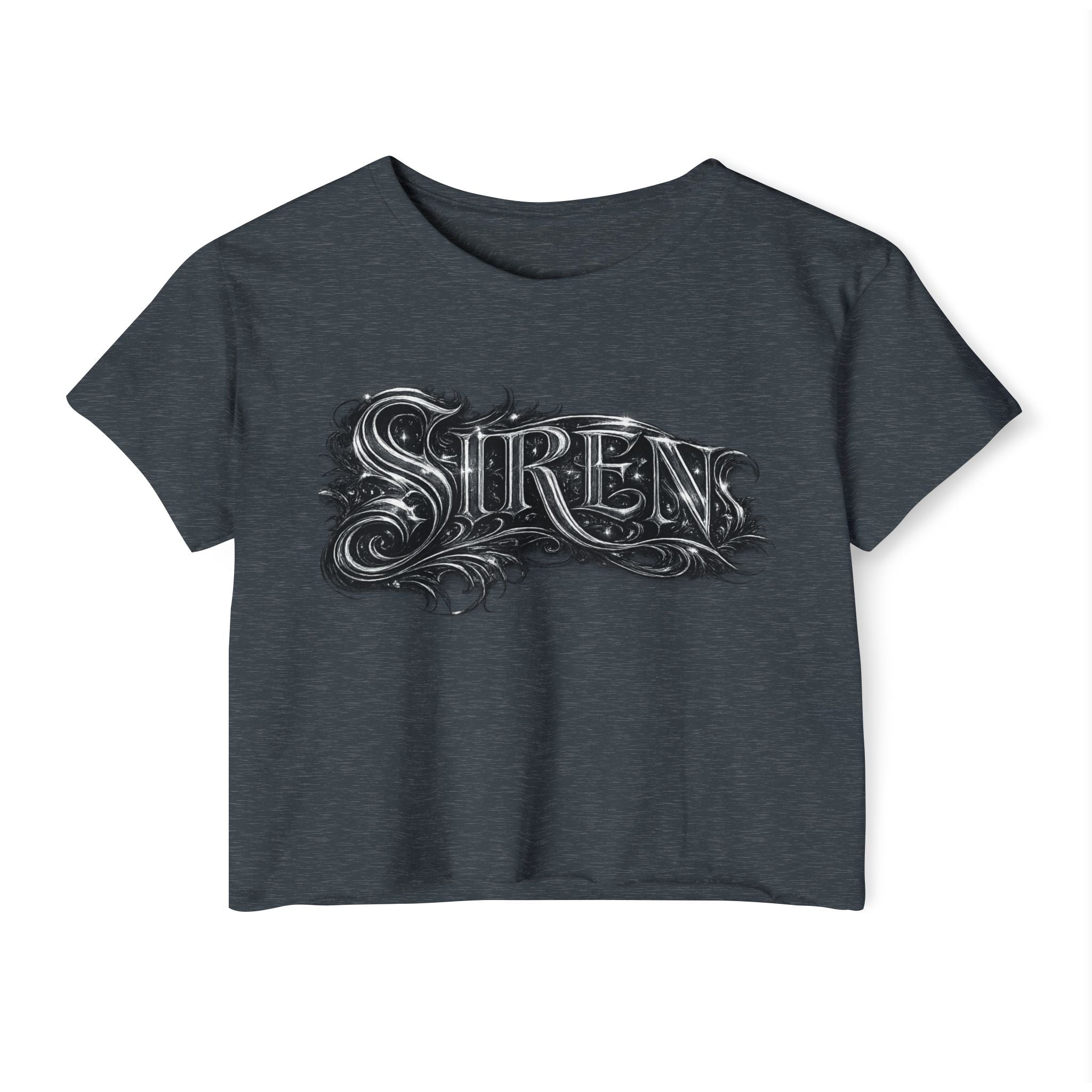 Siren Festival Crop Top — Gothic Mermaid Moon Graphic Tee