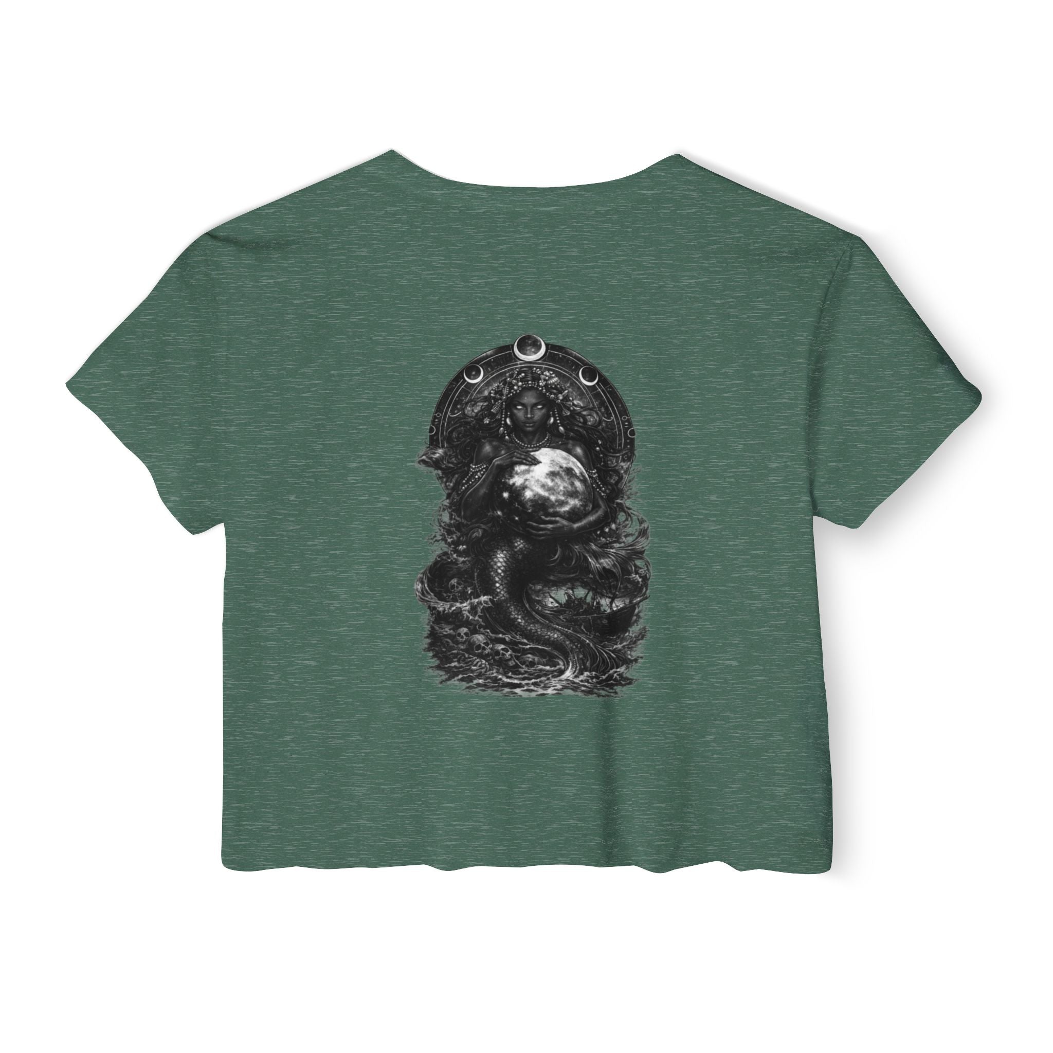 Siren Festival Crop Top — Gothic Mermaid Moon Graphic Tee