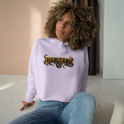 Hexa Noir Crop WENTCH Hoodie — Gold Sigil Graphic Crop Hoodie