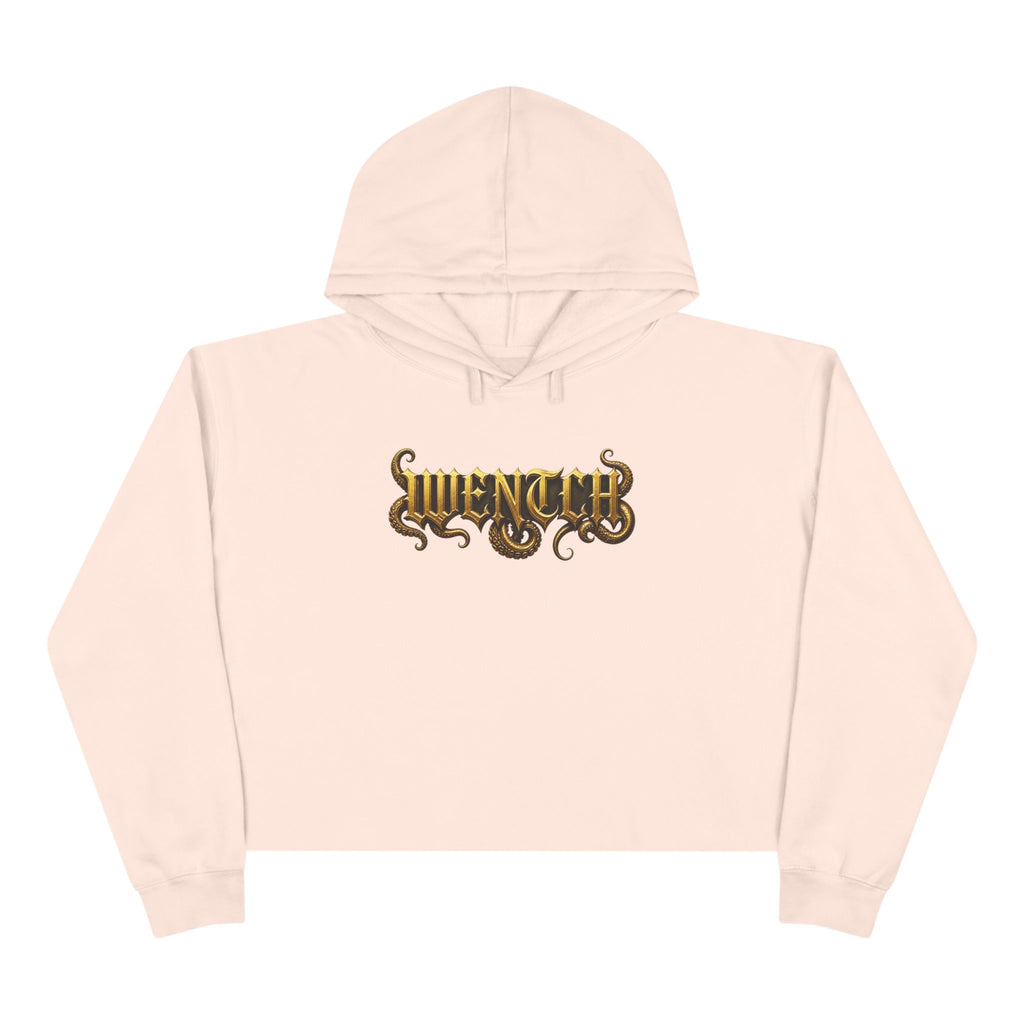 Hexa Noir Crop Hoodie — Gold Sigil Graphic Crop Hoodie