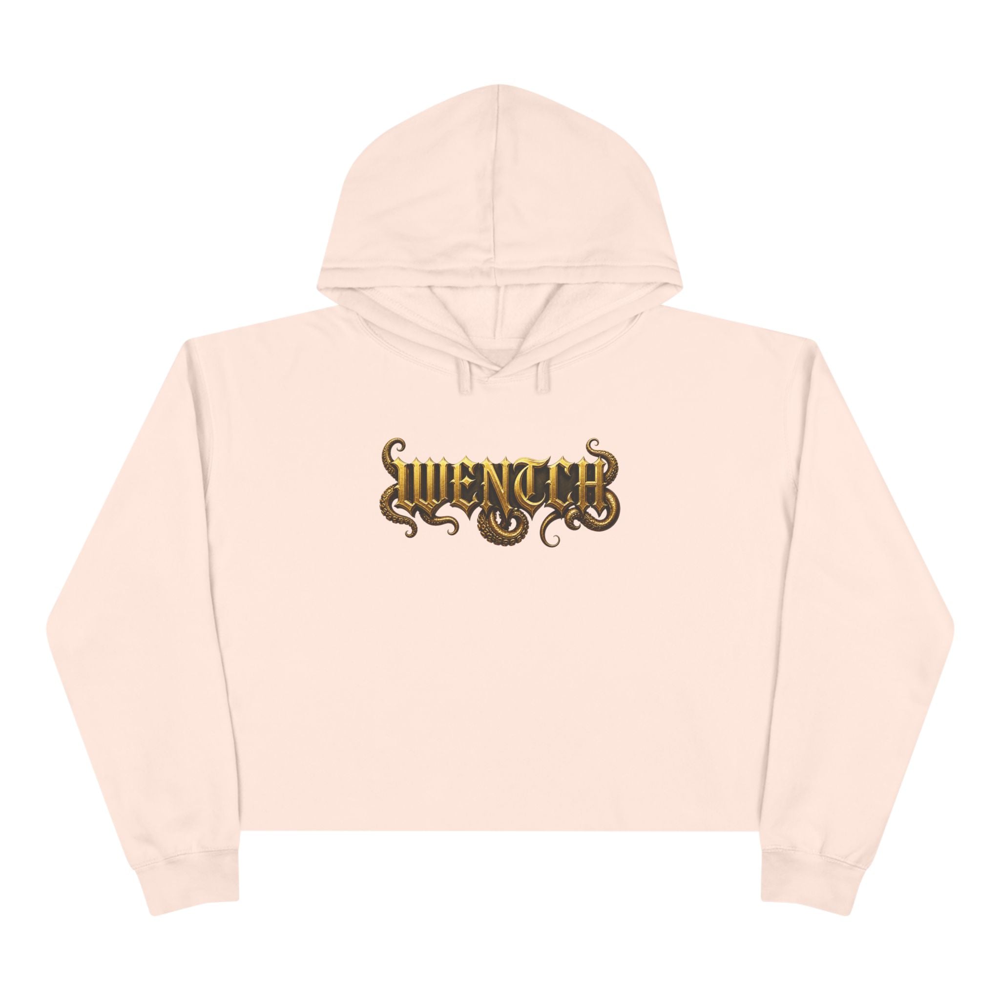 Hexa Noir Crop Hoodie — Gold Sigil Graphic Crop Hoodie