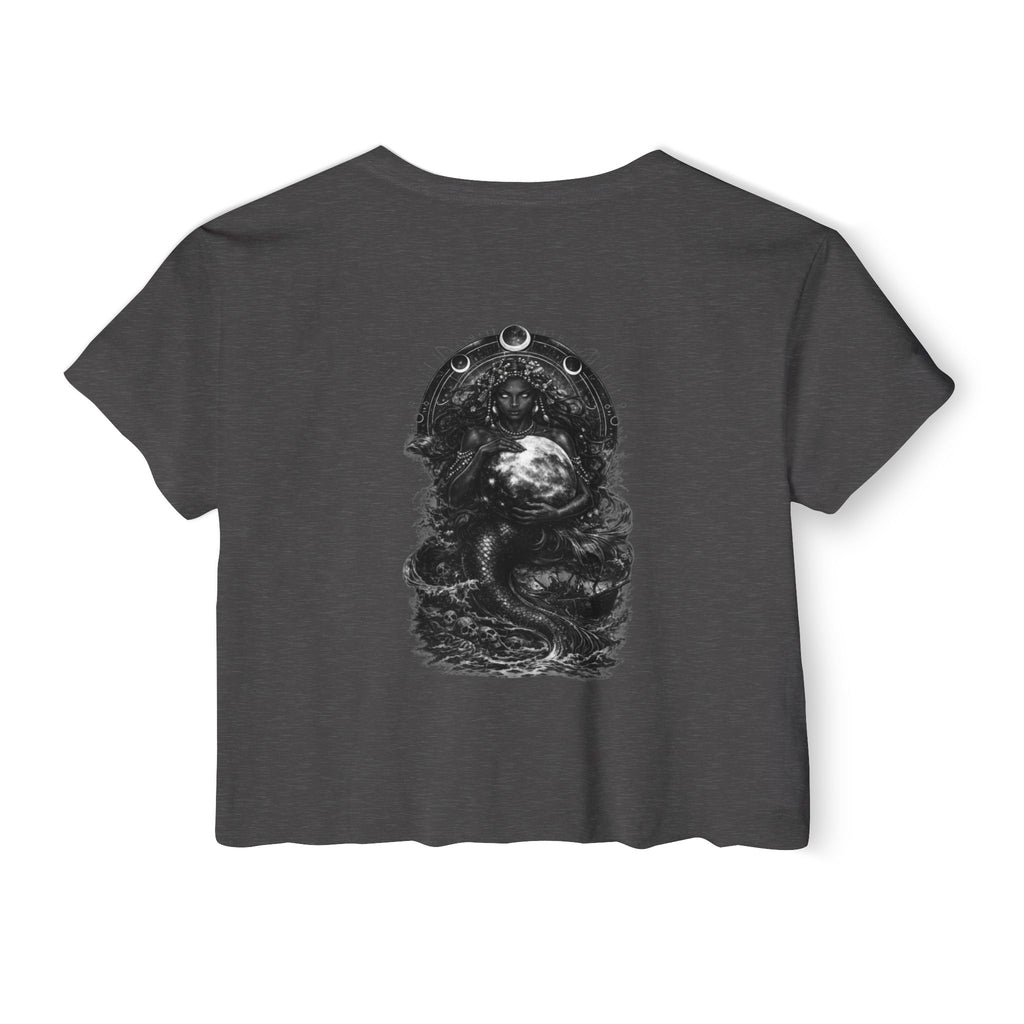 Siren Festival Crop Top — Gothic Mermaid Moon Graphic Tee