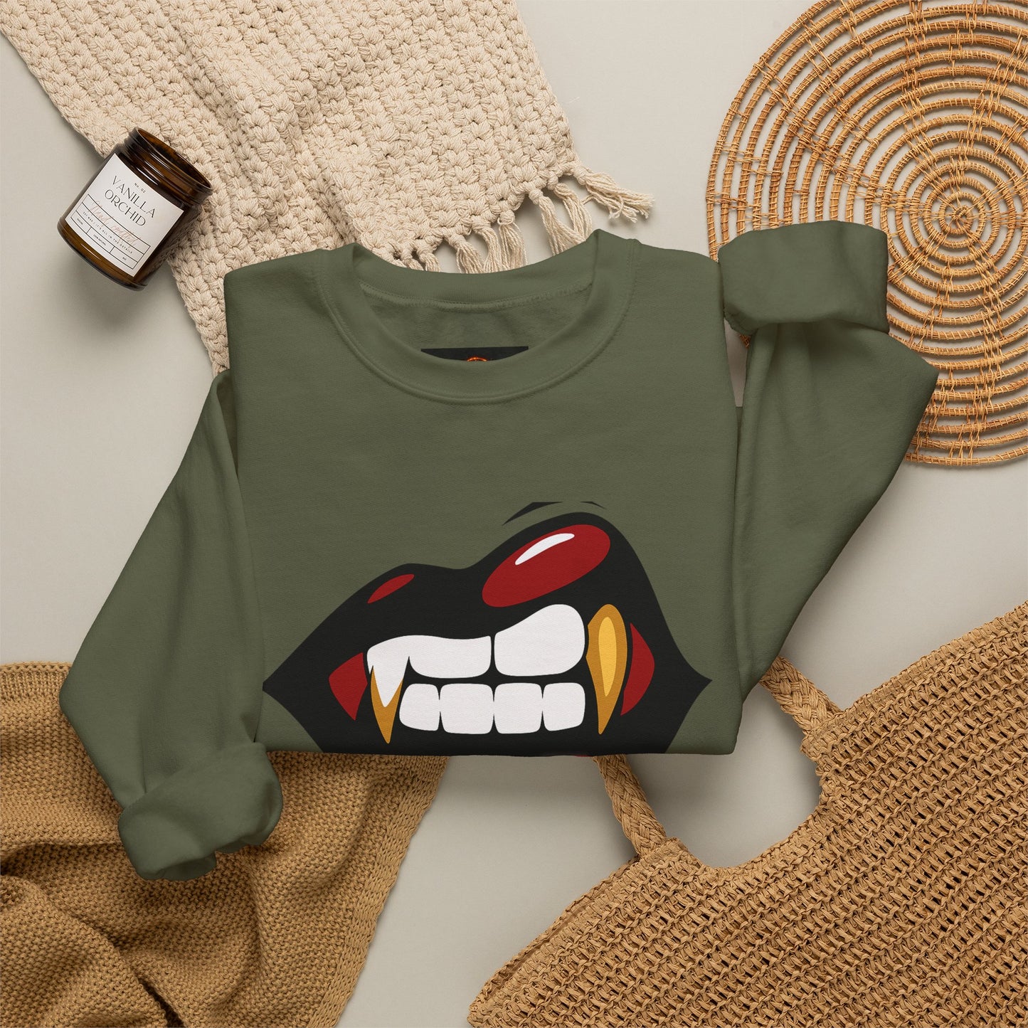 Vampire Bite Crewneck Sweatshirt | Gothic Streetwear | Dark Feminine Fashion | Edgy Alt Style |