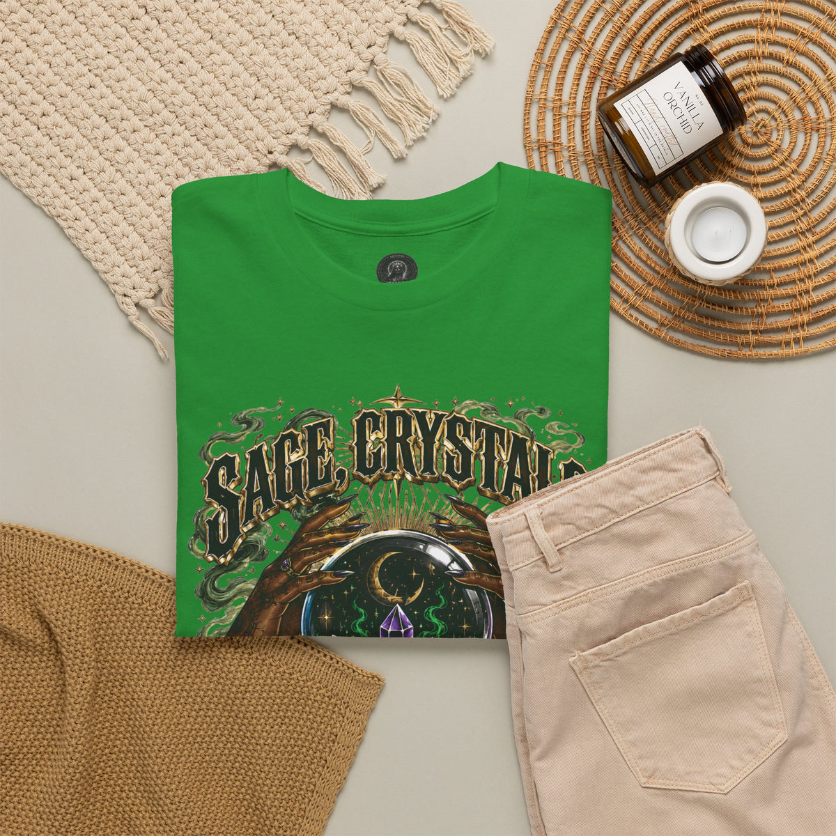 Sage, Crystals, and Trap Music, Casual Wear, Gift for Music Lovers, Spiritual Tee