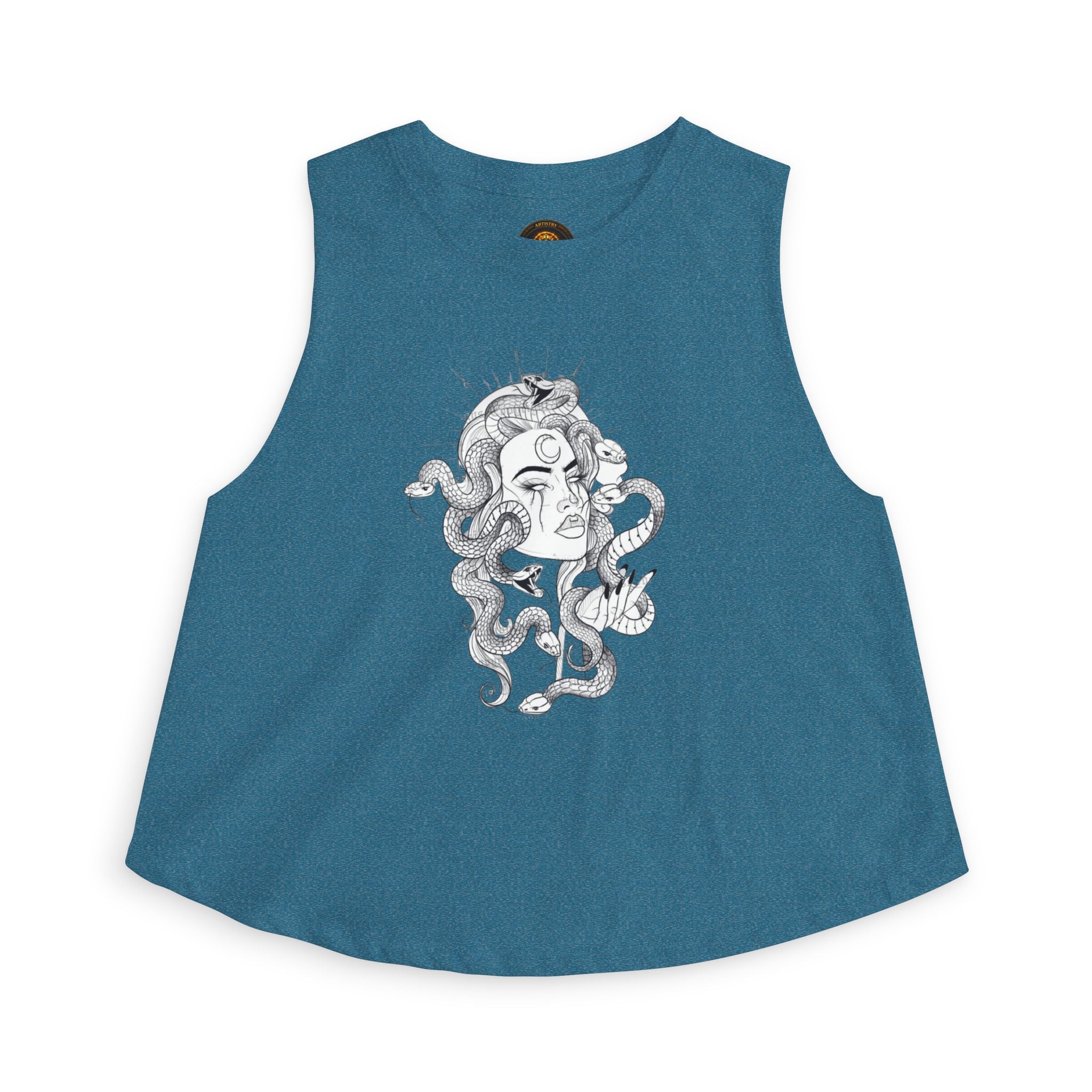 Medusa Illustration Crop Top — Mythical Goddess Graphic Tank