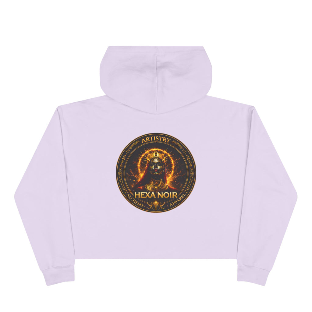 Hexa Noir Crop Hoodie — Gold Sigil Graphic Crop Hoodie
