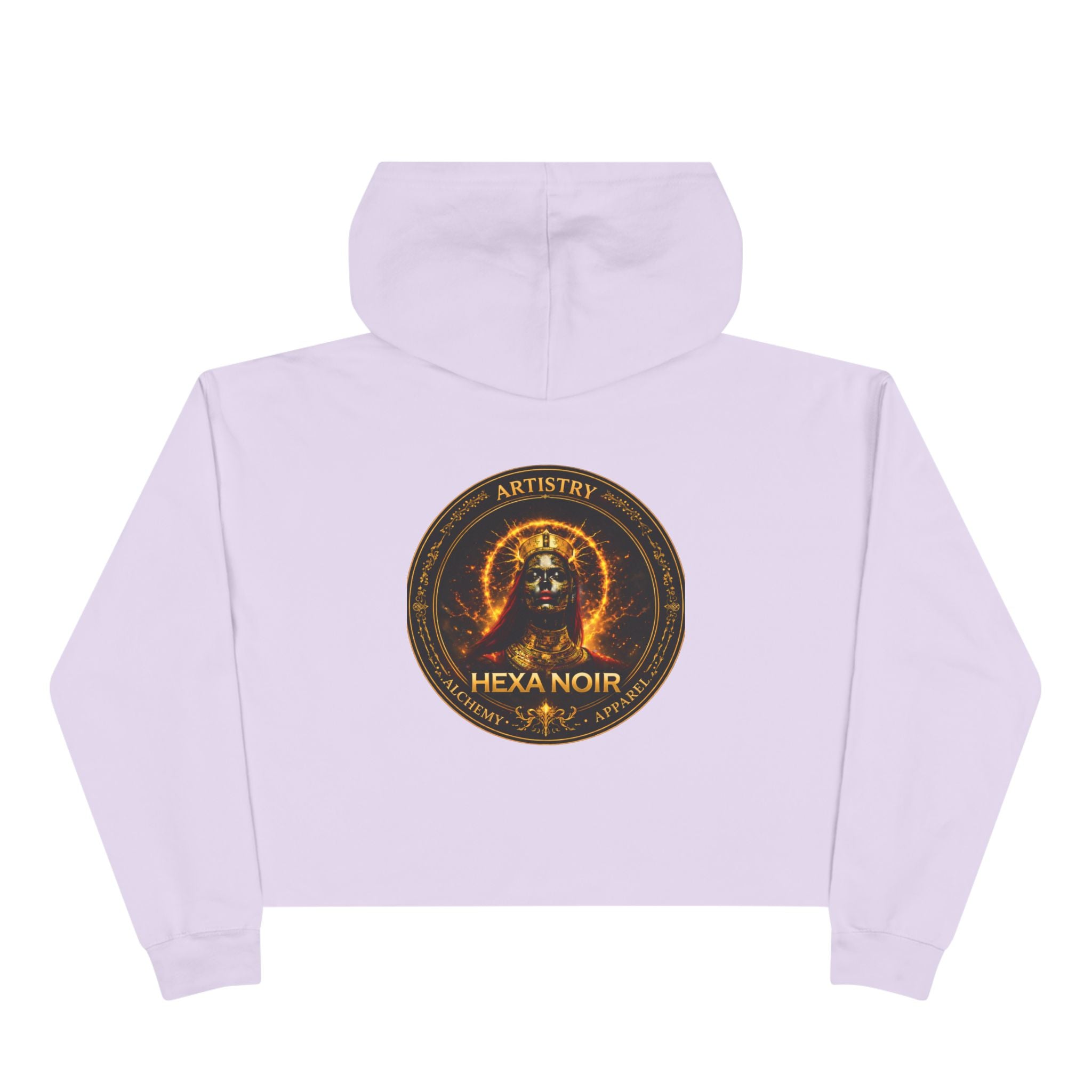Hexa Noir Crop Hoodie — Gold Sigil Graphic Crop Hoodie