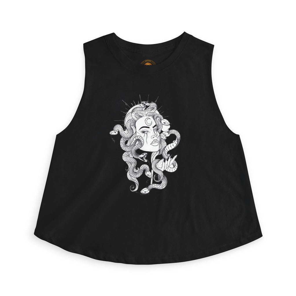 Medusa Illustration Crop Top — Mythical Goddess Graphic Tank