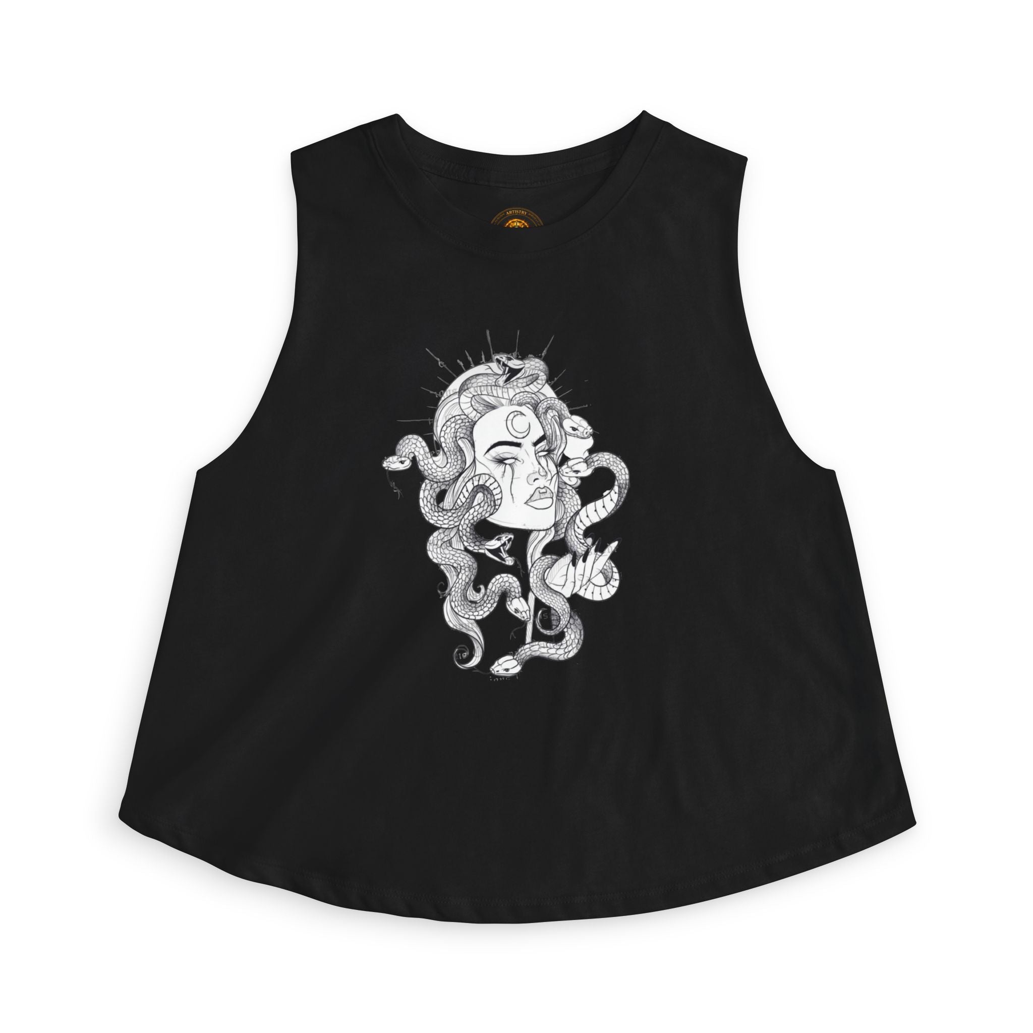 Medusa Illustration Crop Top — Mythical Goddess Graphic Tank