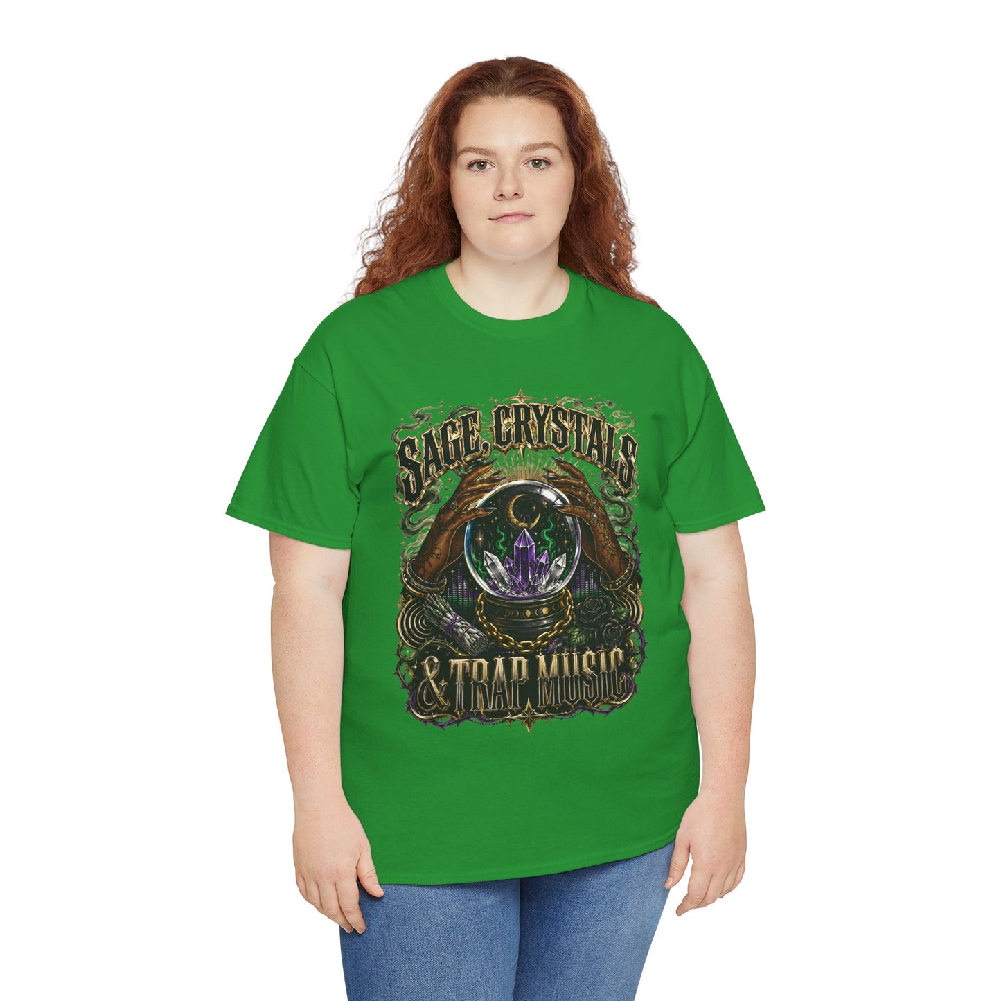 Sage, Crystals, and Trap Music, Casual Wear, Gift for Music Lovers, Spiritual Tee
