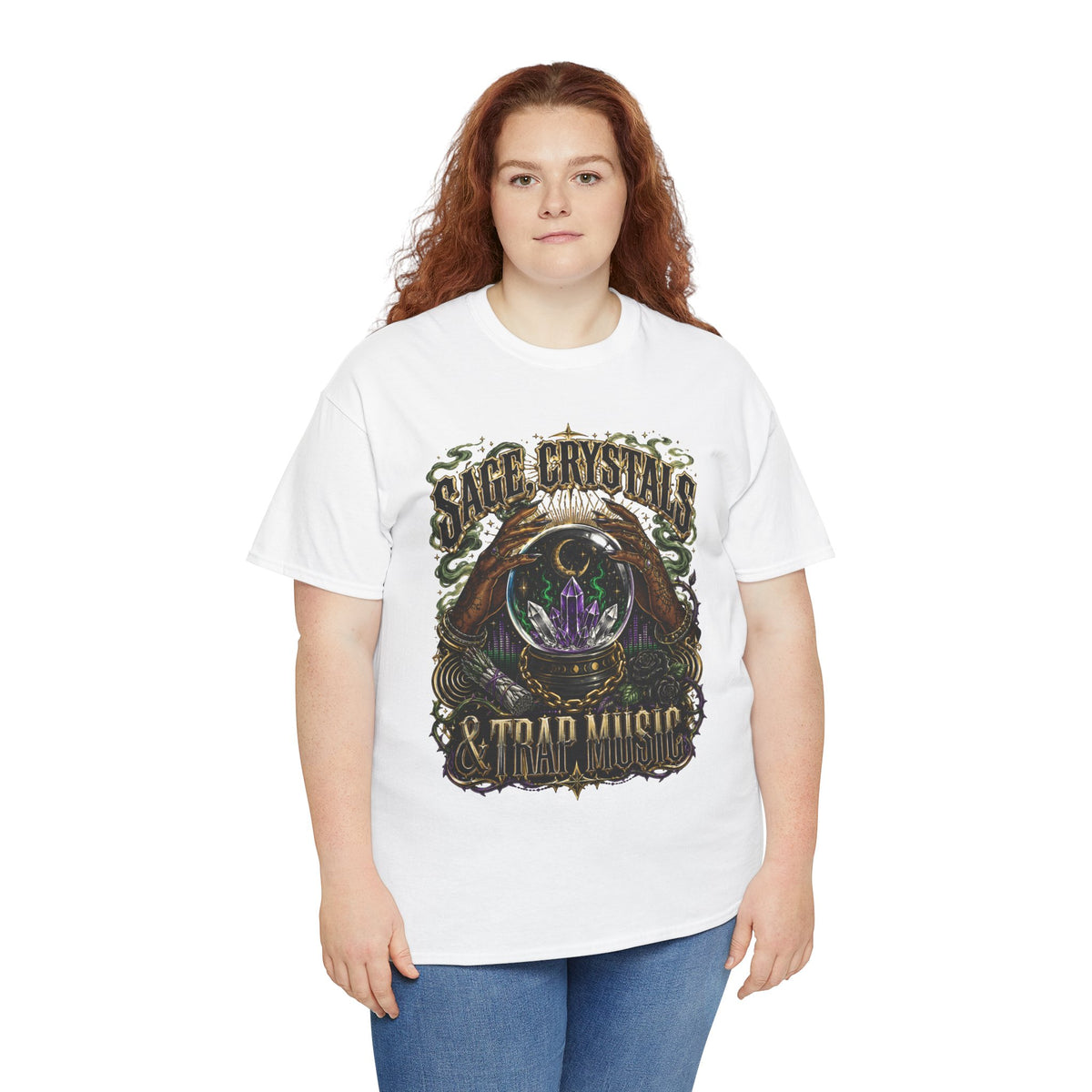 Sage, Crystals, and Trap Music, Casual Wear, Gift for Music Lovers, Spiritual Tee