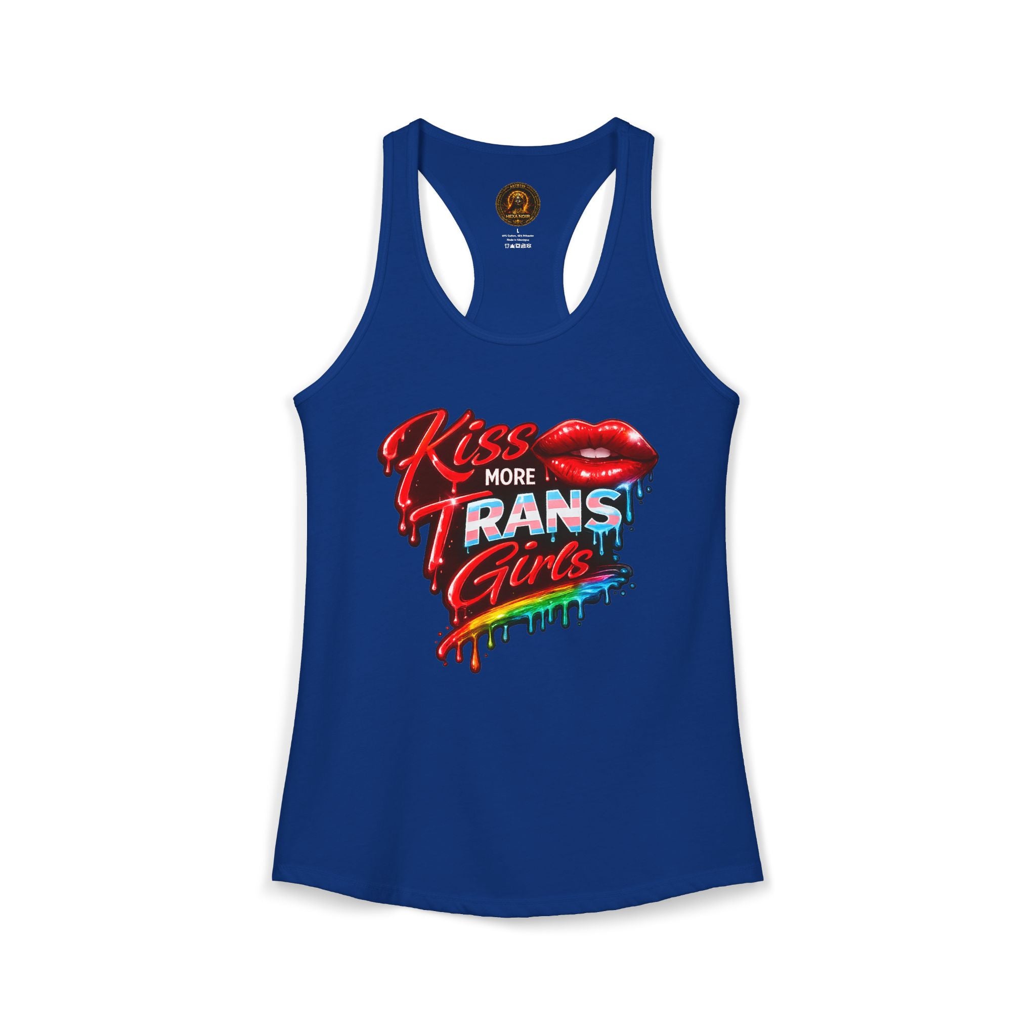 Kiss More Trans Girls Racerback Tank | Hexa Noir Pride '26 Collection