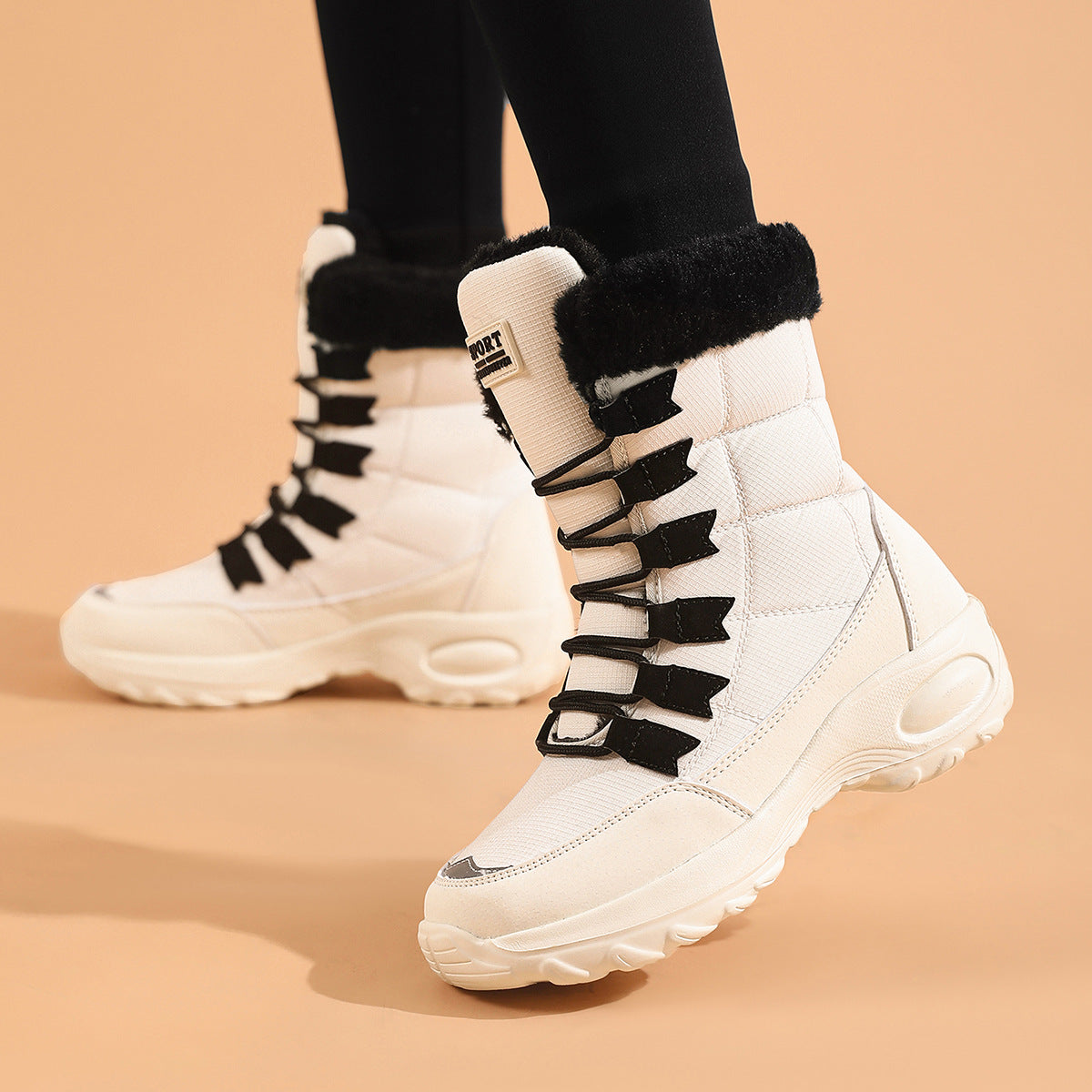 Women's winter fleece-lined warm snow boots by Hexa Noir