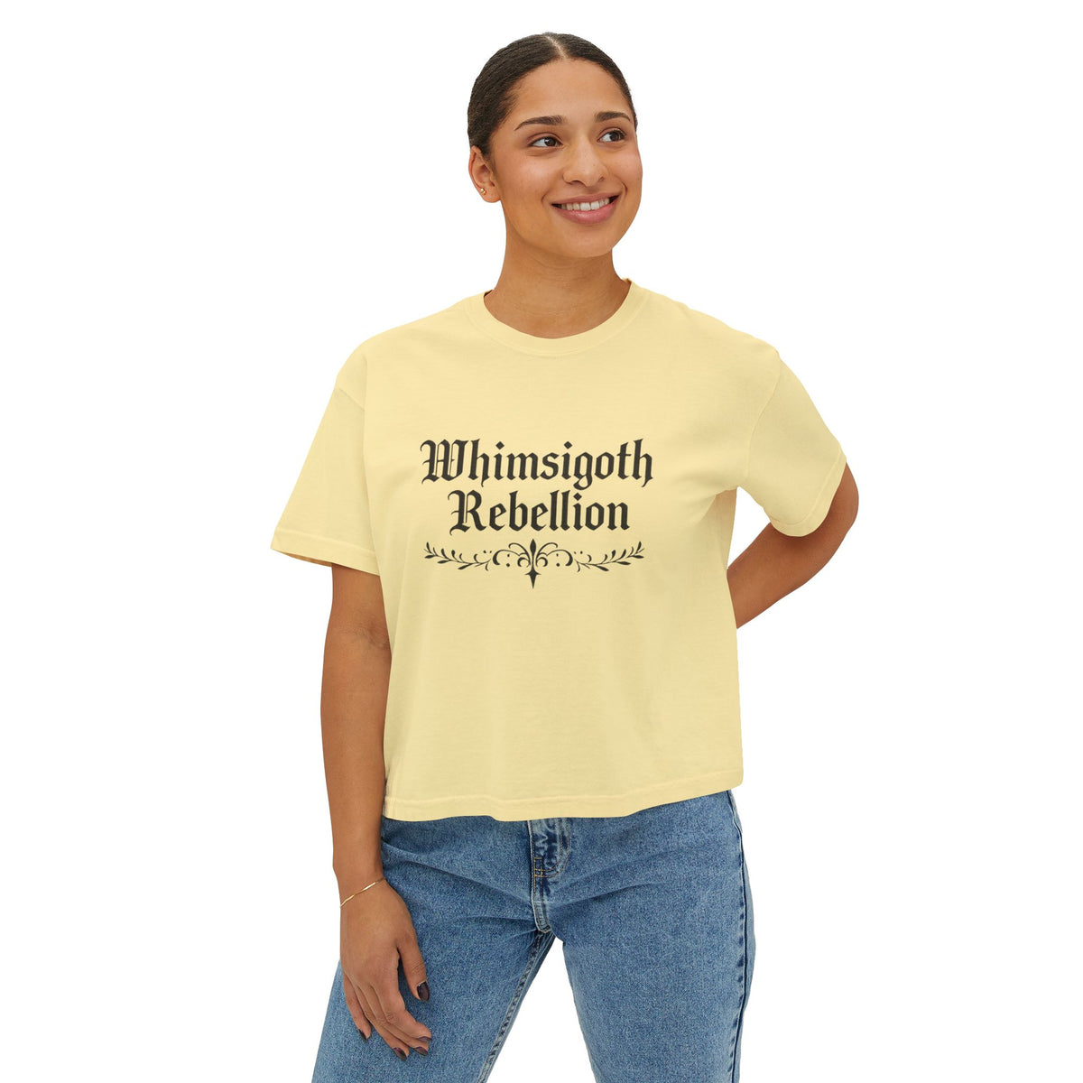 Whimsigoth Rebellion Boxy Tee — “Too Magical to Conform, Too Real to Ignore” Gothic Graphic Shirt