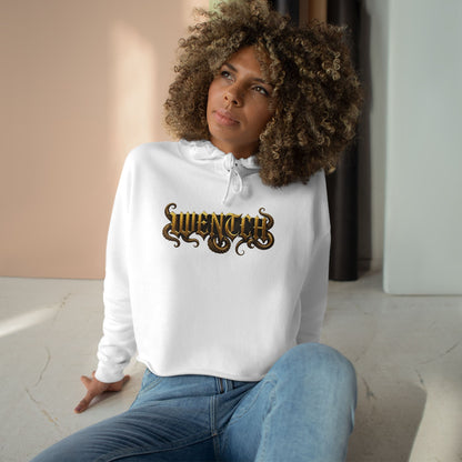 Hexa Noir Crop WENTCH Hoodie — Gold Sigil Graphic Crop Hoodie