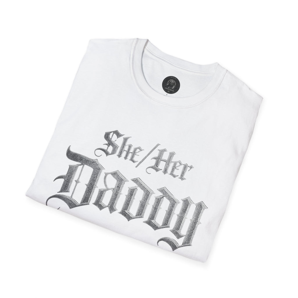 She/Her Daddy Gothic T-Shirt — Hexa Noir Back Logo