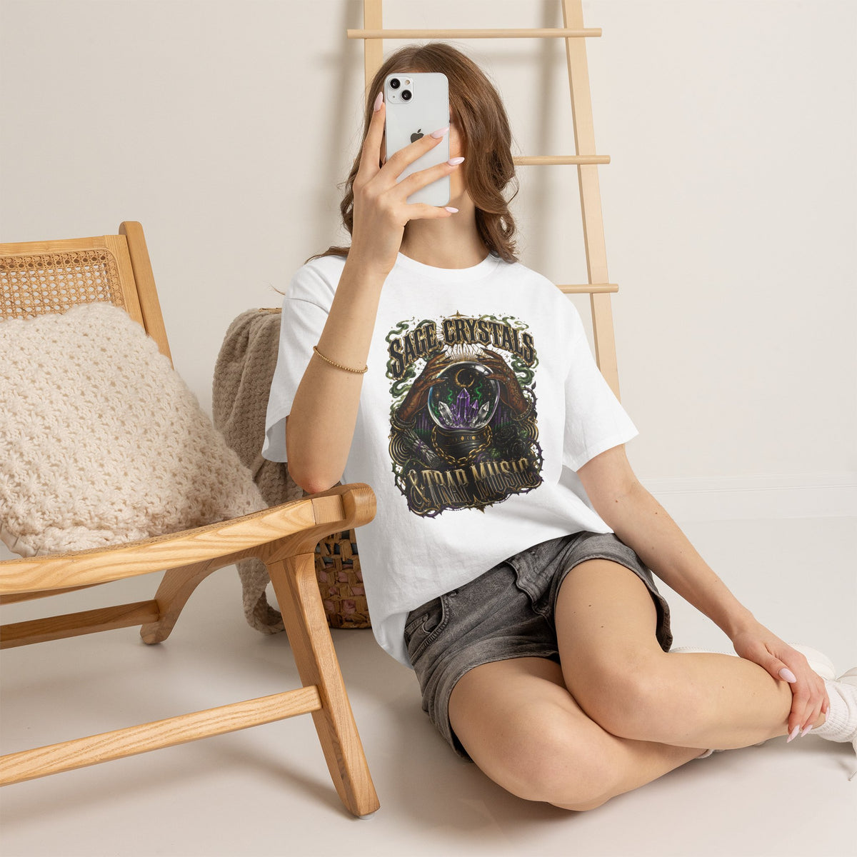 Sage, Crystals, and Trap Music, Casual Wear, Gift for Music Lovers, Spiritual Tee