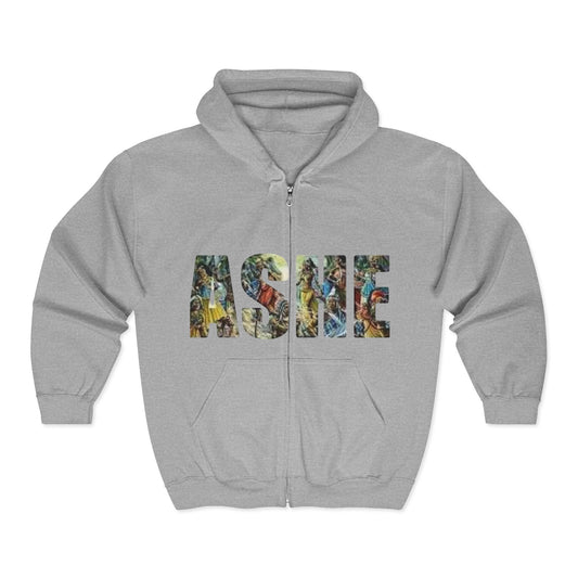 Ashe Graphic Zip Hoodie, Cozy Unisex Hooded Sweatshirt