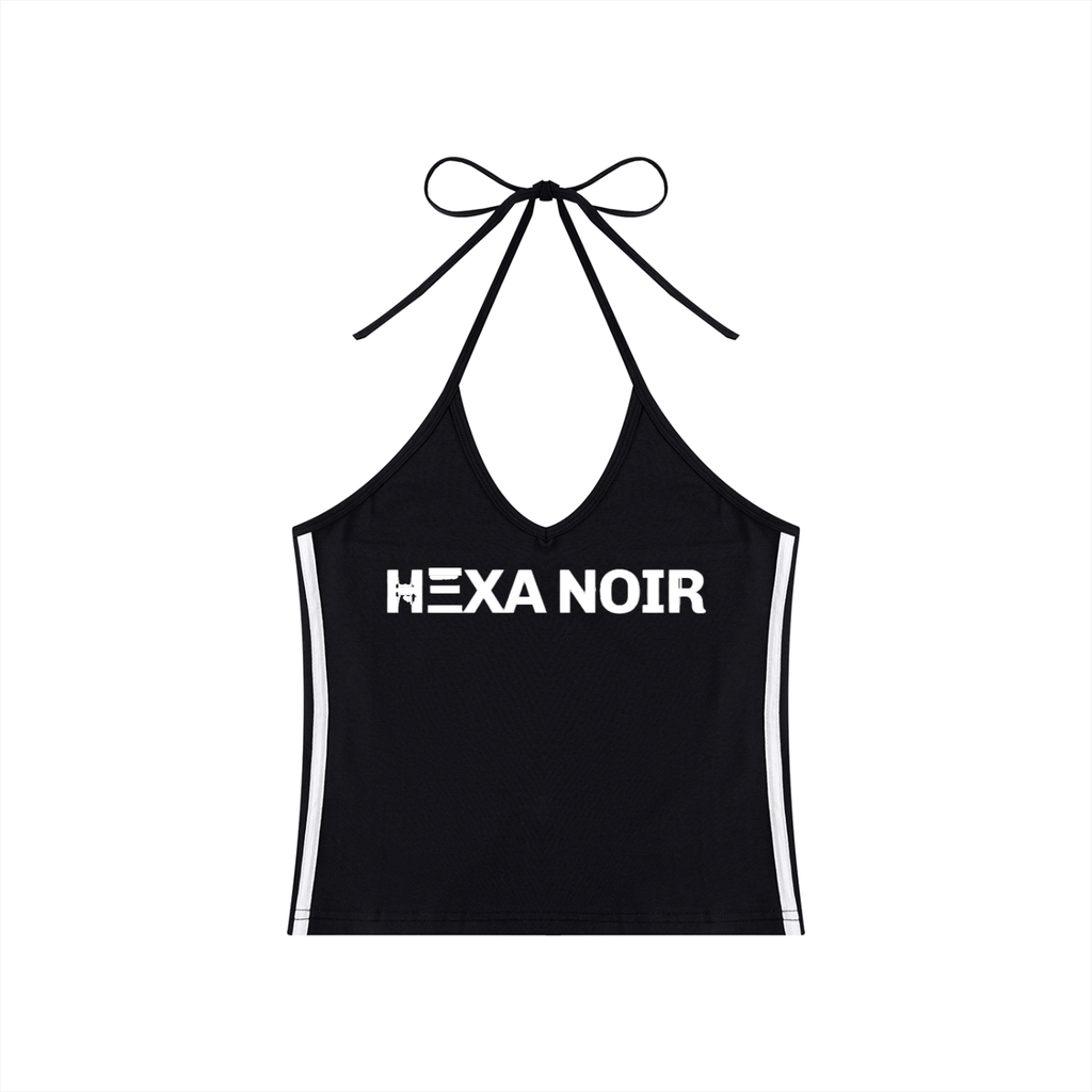 Women's Color Block Halter Crop Tank Top