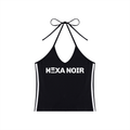 Women's Color Block Halter Crop Tank Top