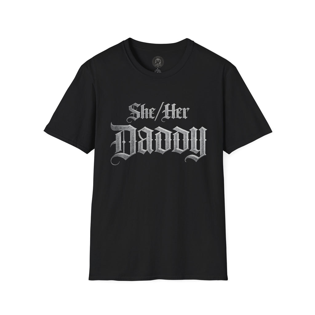 She/Her Daddy Gothic T-Shirt — Hexa Noir Back Logo