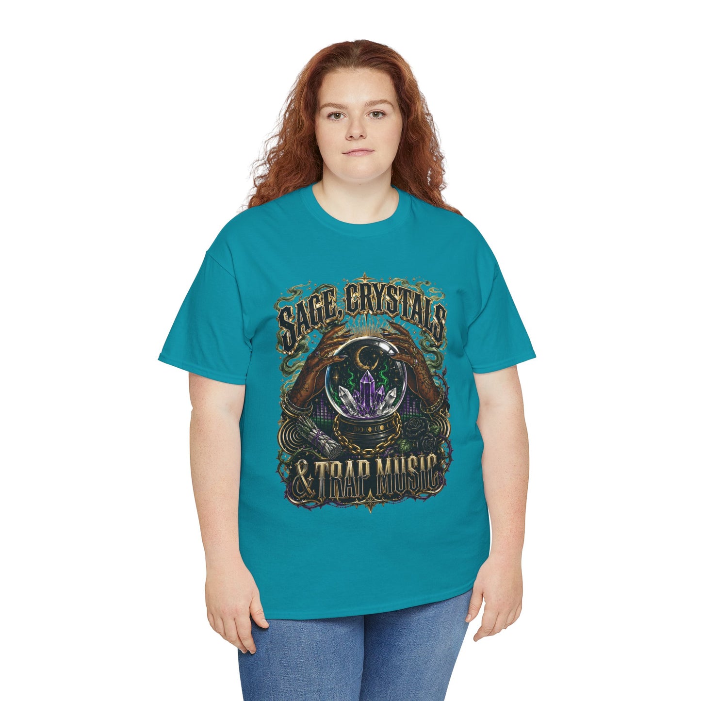 Sage, Crystals, and Trap Music, Casual Wear, Gift for Music Lovers, Spiritual Tee