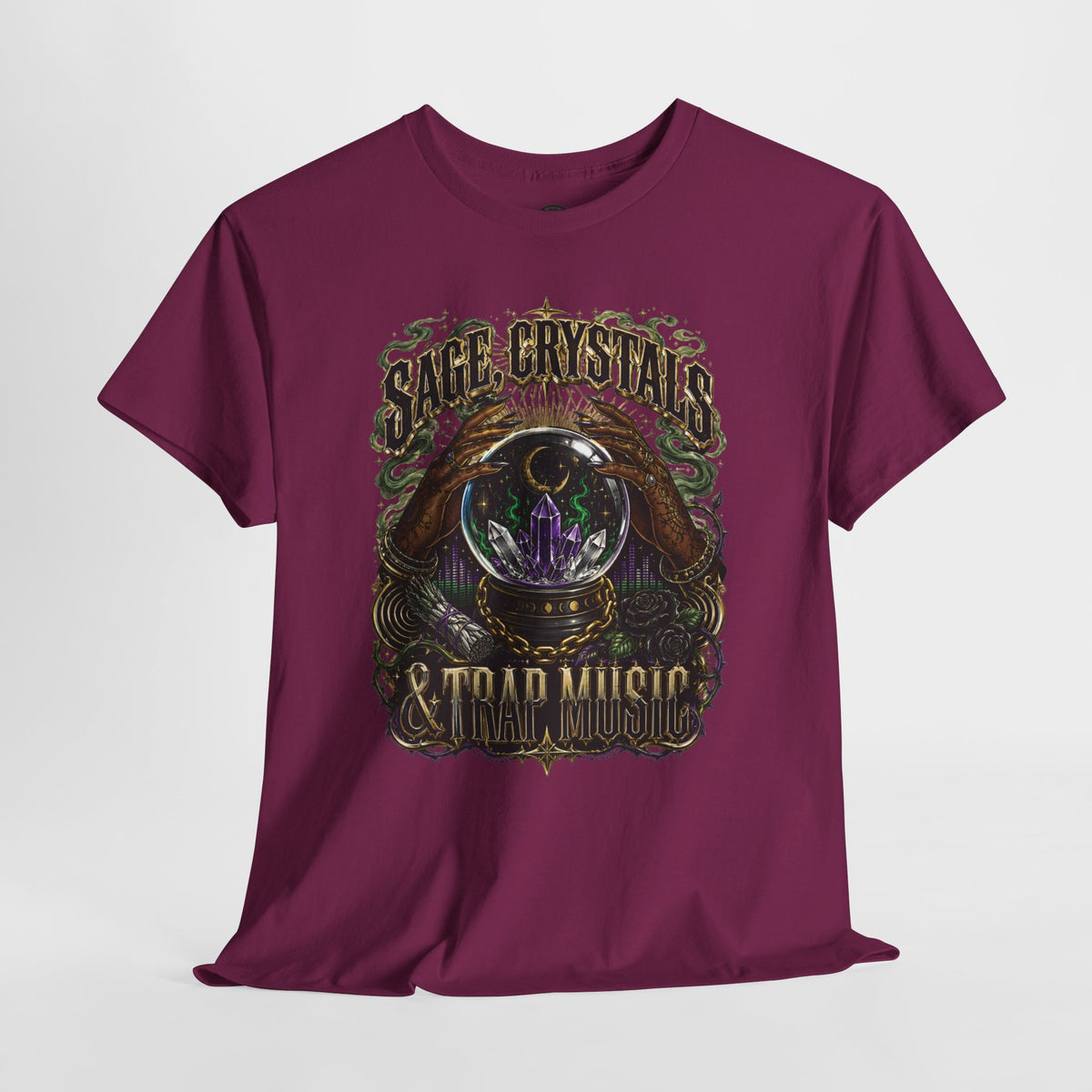Sage, Crystals, and Trap Music, Casual Wear, Gift for Music Lovers, Spiritual Tee