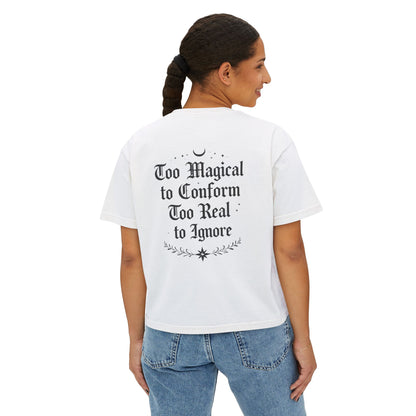 Whimsigoth Rebellion Boxy Tee — “Too Magical to Conform, Too Real to Ignore” Gothic Graphic Shirt