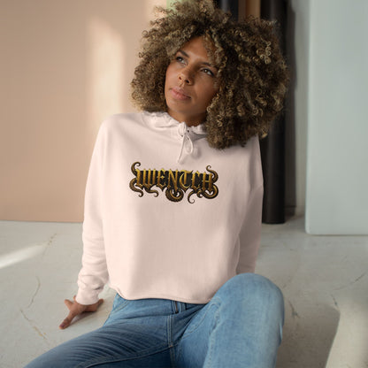 Hexa Noir Crop WENTCH Hoodie — Gold Sigil Graphic Crop Hoodie