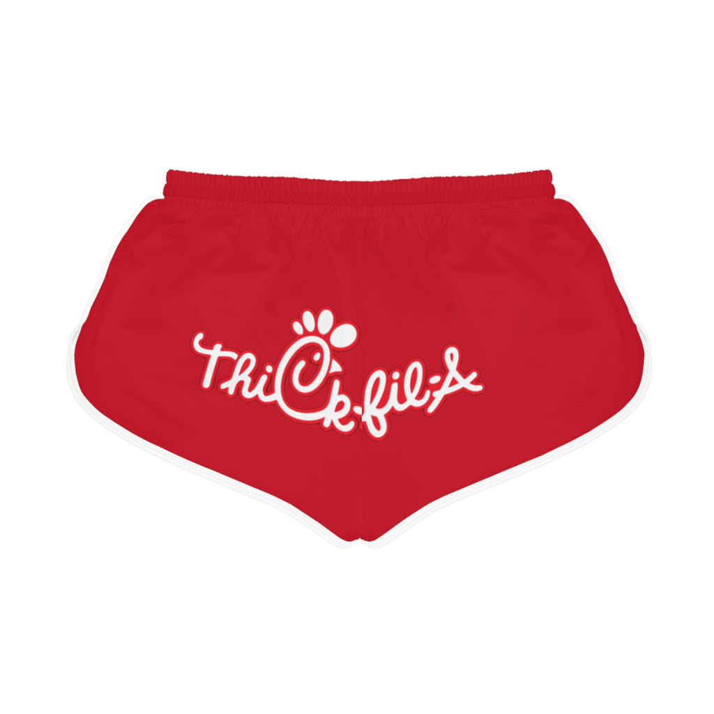 Thick-Fil-a Shorts, Chk-Fil-A Inspired Lounge Wear, Women's Casual Bottoms, Comfortable Summer Apparel, Funny Fast Food Clothing