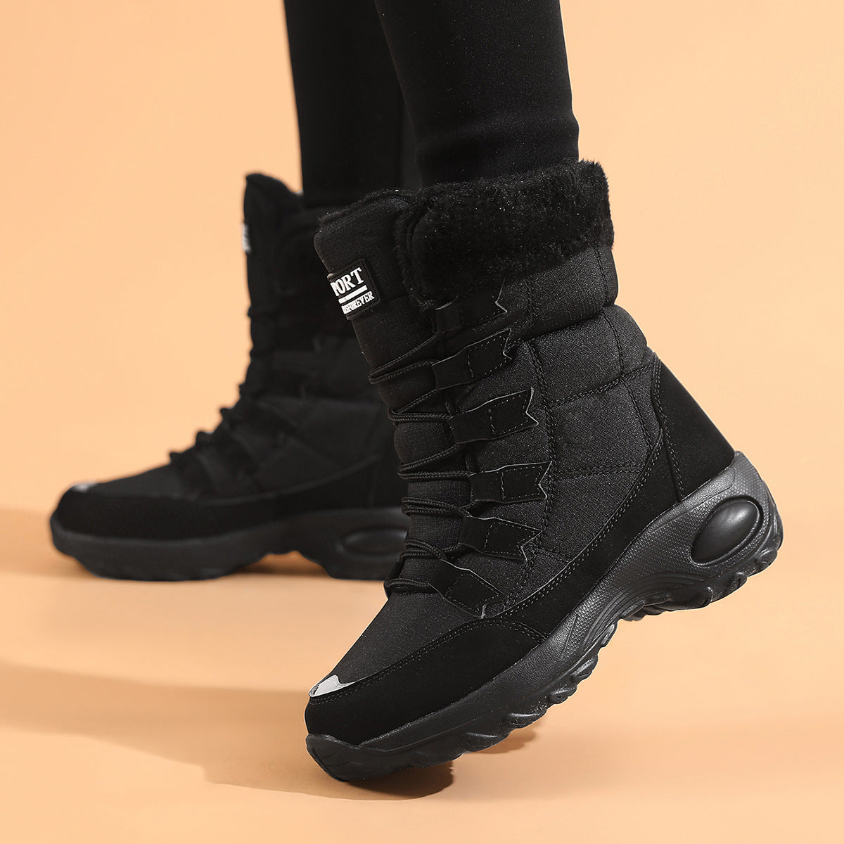 Women's winter fleece-lined warm snow boots by Hexa Noir