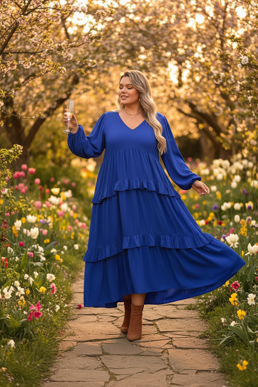 Balloon Sleeve Tiered Ruffle Dress â€“ Garden Party Editorial
