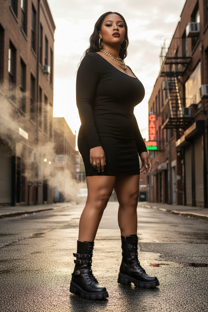 Buckled Lace-Up Combat Boots Lifestyle Shot