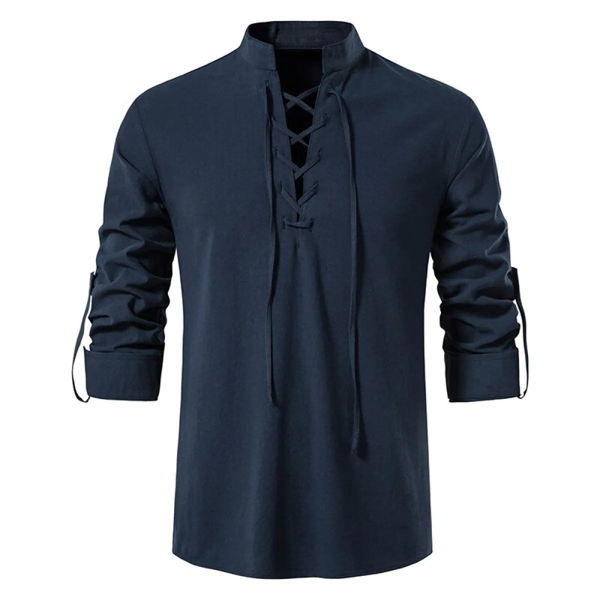 Men's Lace-Up Cotton Linen Long Sleeve Shirt