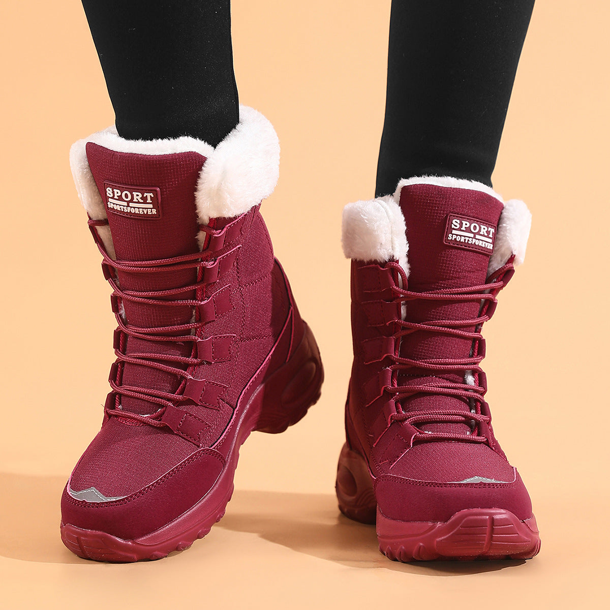 Women's winter fleece-lined warm snow boots by Hexa Noir