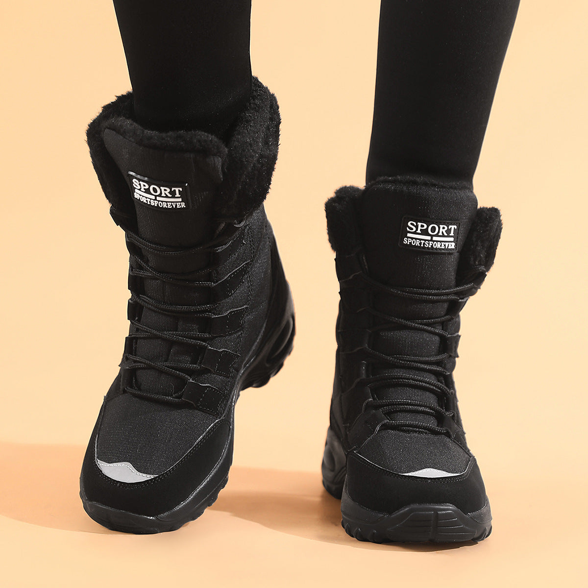 Women's winter fleece-lined warm snow boots by Hexa Noir