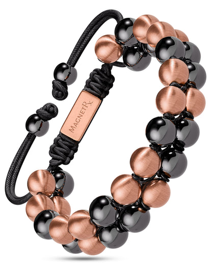 Double-row magnetic hematite copper therapy bracelet by Hexa Noir