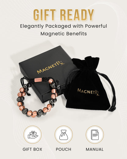 Double-row magnetic hematite copper therapy bracelet by Hexa Noir