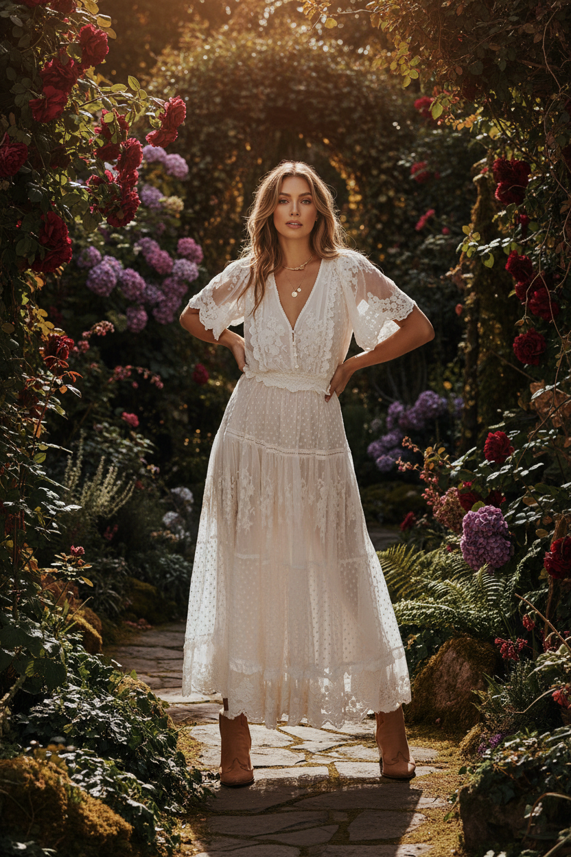 Plus Size Lace Boho Maxi Dress Editorial