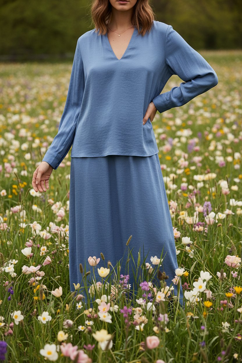 Plus Size V-Neck Blouse Spring Meadow