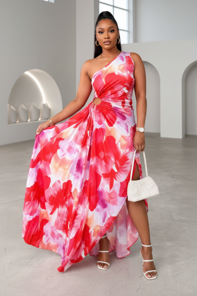 Red Floral - Modern White Interior